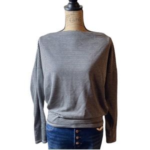 White birch black/ gray striped long sleeve top